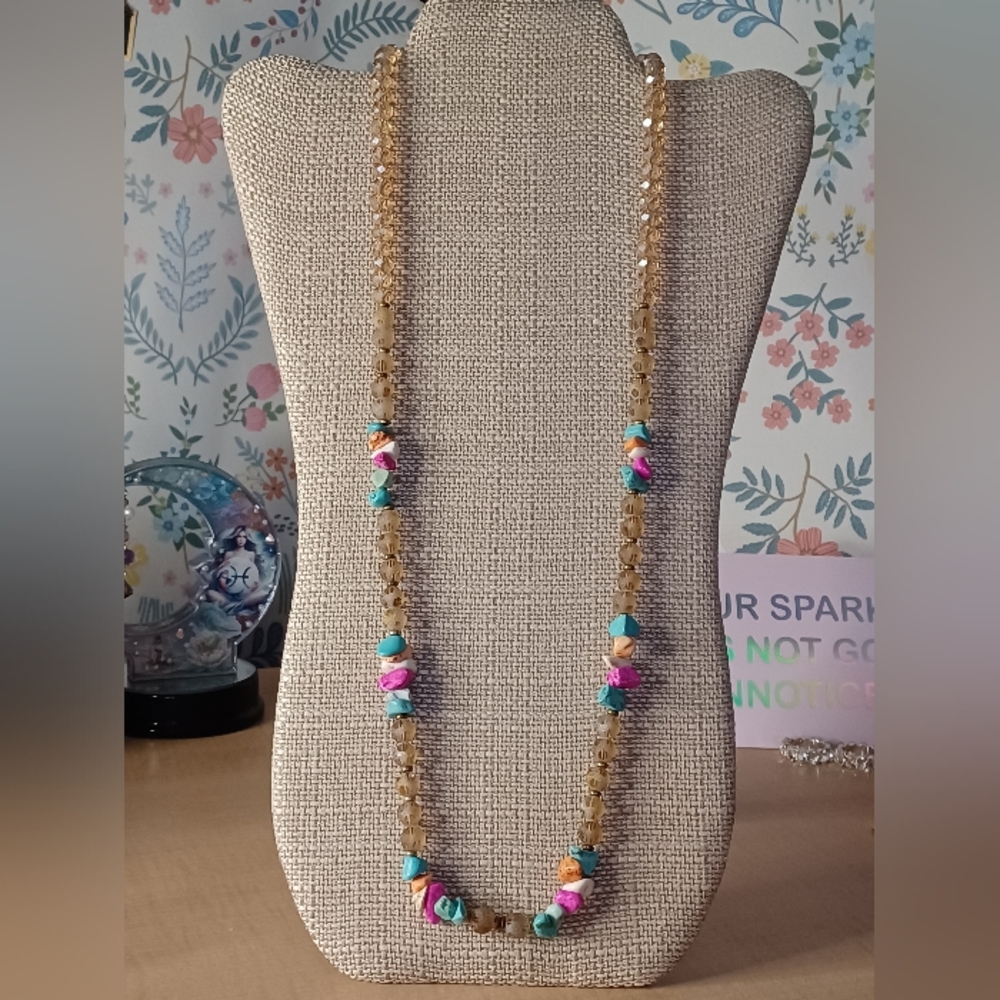 💜Muticolored Glass Single-Strand Necklace 💖💫